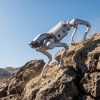 Unitree AS2 überklettert Felsen Unitree AS2 Roboterhund beim Überwinden von Felsen